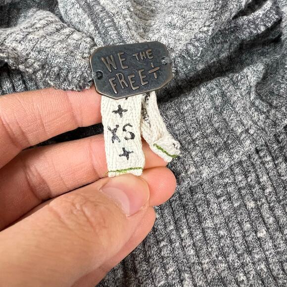 We The Free Womens Gray Boat Neck Oversized Sweater Ribbed Long Sleeve Split XS - Picture 3 of 4